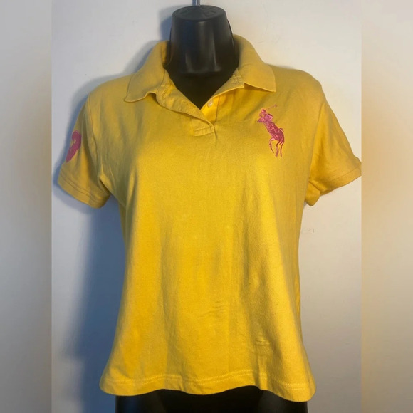 RESERVED Ralph Lauren Polo|| Yellow and Pink the skinny polo, Size large - Picture 2 of 8